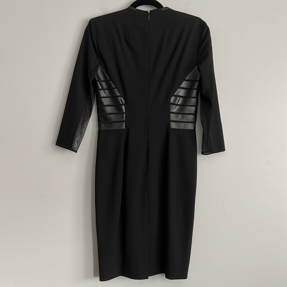 NEW VTG Rachel Roy Wool Leather Sexy Stretch Black Mini Sheath Zoe Dress 4 S 6 M - Picture 11 of 17